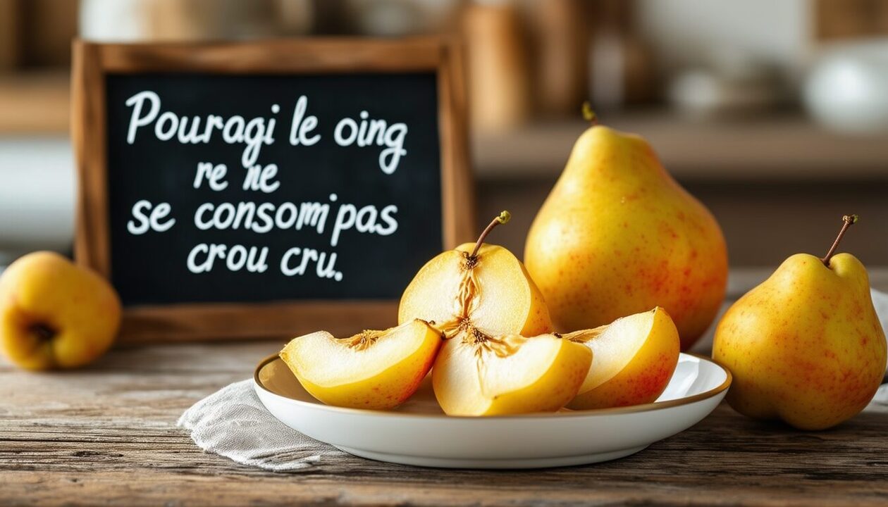 découvrez pourquoi le coing, ce fruit au goût unique, ne se consomme pas cru. nous explorons ses caractéristiques nutritionnelles, sa texture, et les raisons qui font de la cuisson un atout pour apprécier pleinement ses saveurs. apprenez à profiter de ce fruit à travers des recettes savoureuses!