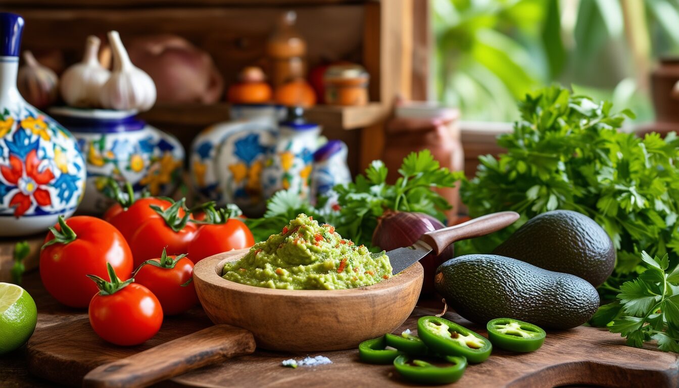 découvrez notre recette authentique de guacamole, un incontournable de la cuisine mexicaine. apprenez à préparer ce délicieux dip à base d'avocat, de citron, et d'épices, idéal pour accompagner vos repas ou vos apéritifs.