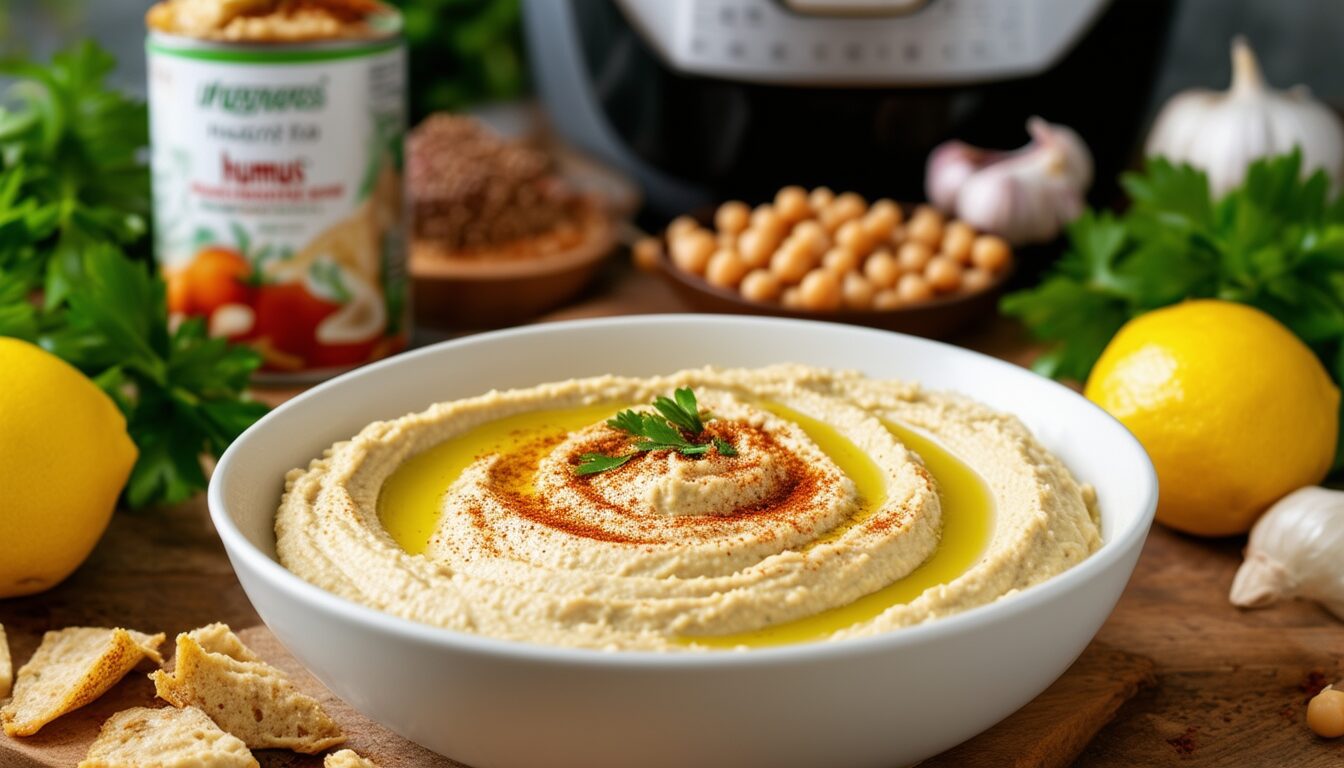 découvrez notre recette facile pour préparer un houmous onctueux à la maison. suivez nos conseils et astuces pour obtenir une texture crémeuse et savoureuse, parfaite pour vos apéritifs ou vos repas. régalez-vous avec des ingrédients frais et sains!